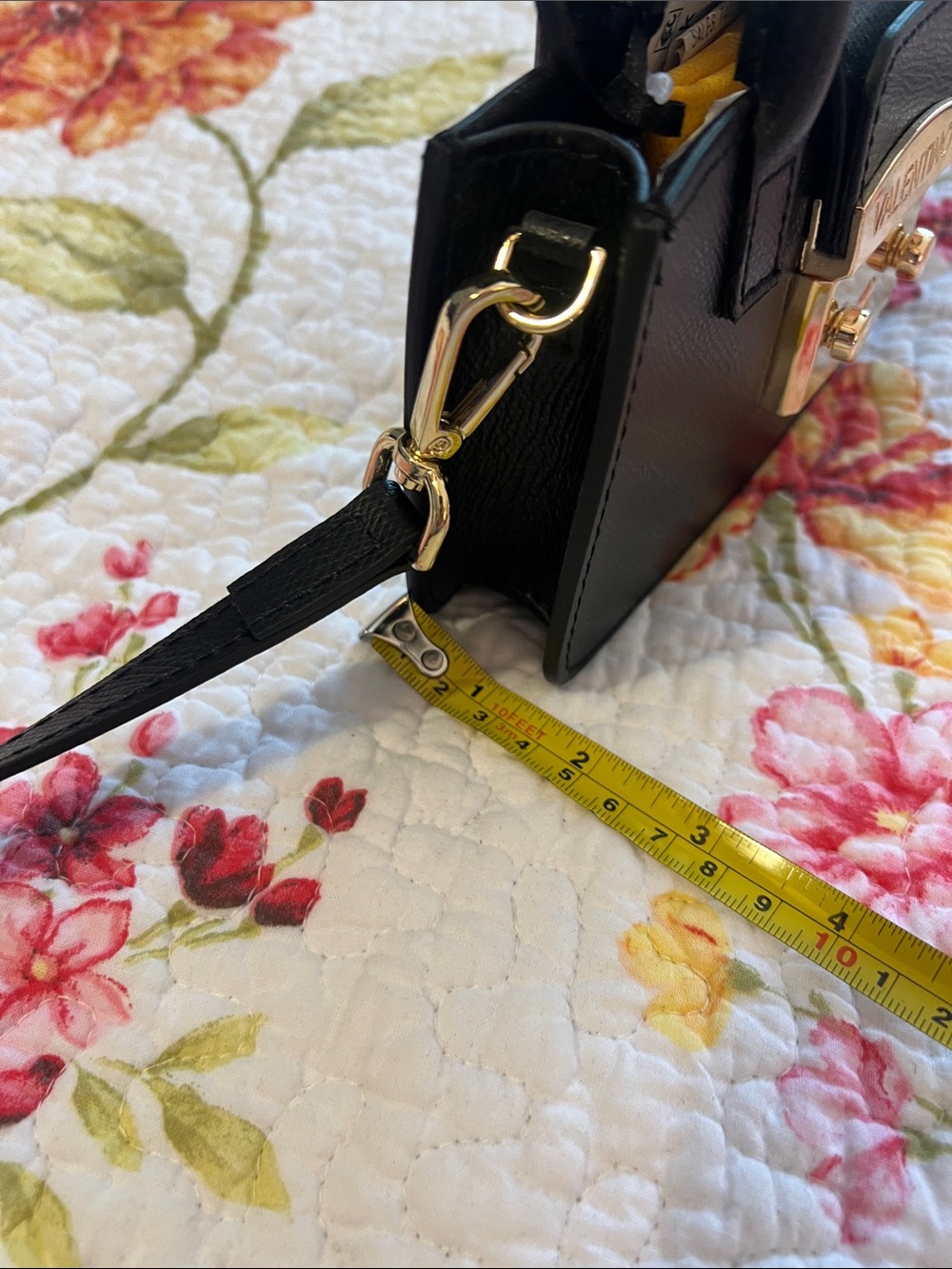 Valentino Black  Top-Handle with Strap Bag with Gold Hardware - Picture 4 of 12